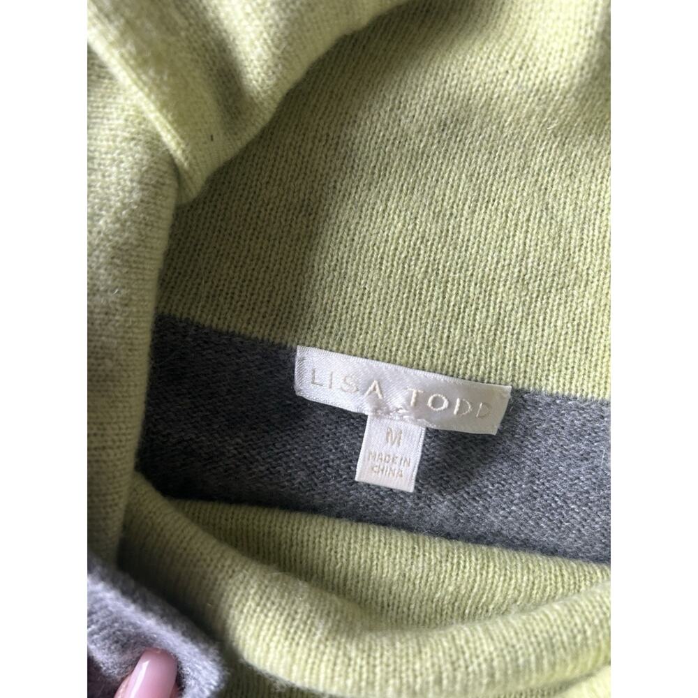 Lisa Todd Cashmere Merino Wool Sweater Women’s M Gray Cowl Neck Zip Knit MINT - Picture 2 of 13